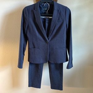 Banana Republic Pants Suit. Navy Blue with cranberry/cream dots.